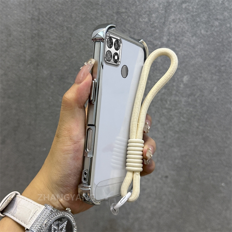 Ốp Lưng Cho OPPO A15 A15S Vỏ Điện Thoại Chống Rơi Mạ Điện Tiên Tiến Mới Chất Liệu TPU Vỏ Mềm Miễn Phí Tinh Tế Treo Dây