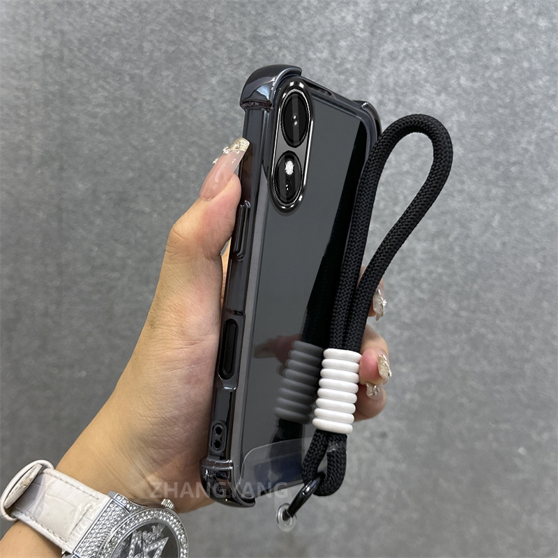 Ốp Lưng Cho OPPO A18 A38 A17 A17K A60 Vỏ Điện Thoại Chống Rơi Mạ Điện Tiên Tiến Mới Chất Liệu TPU Vỏ Mềm Miễn Phí Tinh Tế Treo Dây