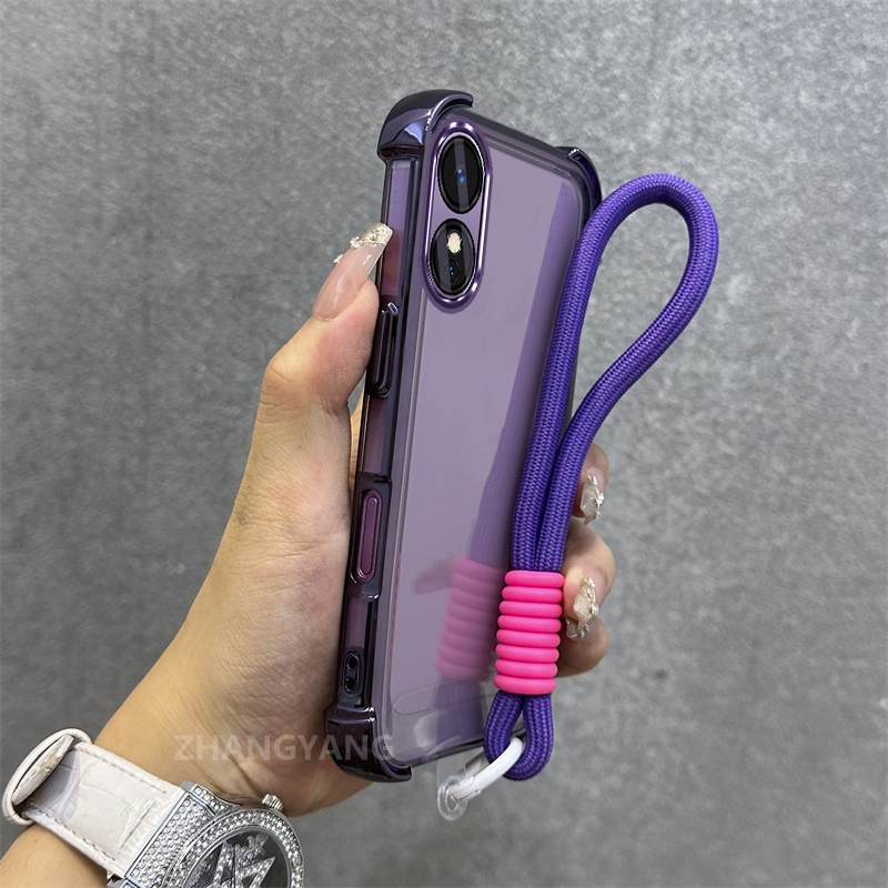 Ốp Lưng Cho OPPO A18 A38 A17 A17K A60 Vỏ Điện Thoại Chống Rơi Mạ Điện Tiên Tiến Mới Chất Liệu TPU Vỏ Mềm Miễn Phí Tinh Tế Treo Dây