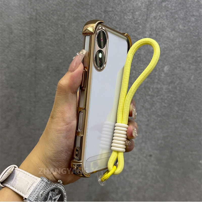 Ốp Lưng Cho OPPO A18 A38 A17 A17K A60 Vỏ Điện Thoại Chống Rơi Mạ Điện Tiên Tiến Mới Chất Liệu TPU Vỏ Mềm Miễn Phí Tinh Tế Treo Dây