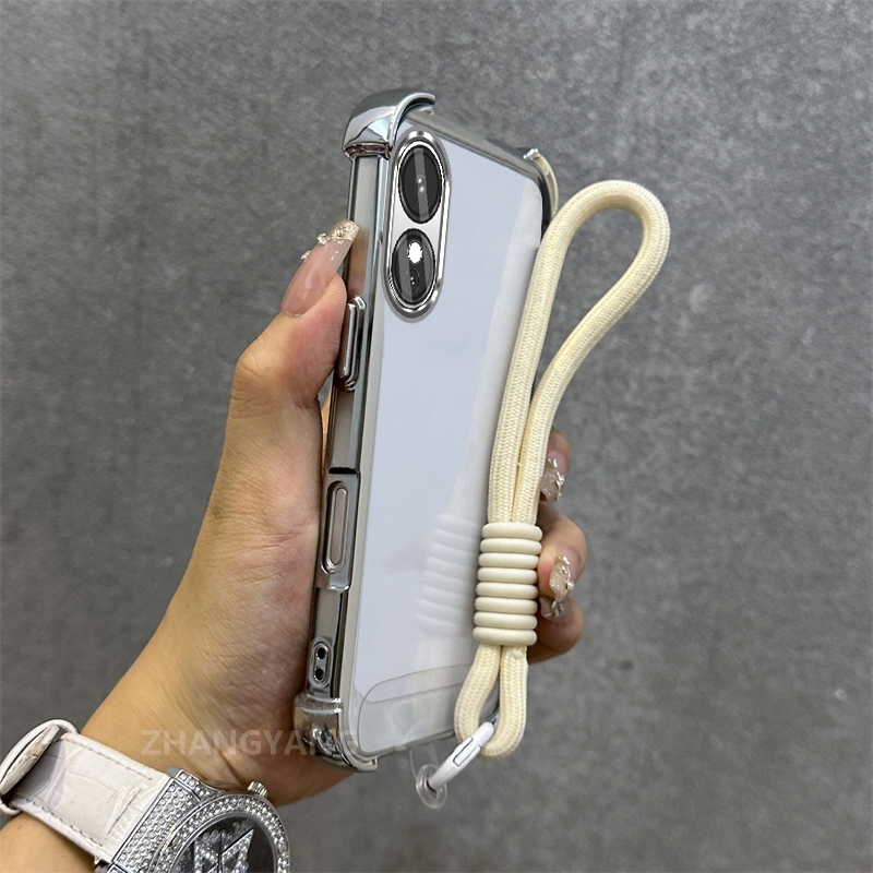 Ốp Lưng Cho OPPO A18 A38 A17 A17K A60 Vỏ Điện Thoại Chống Rơi Mạ Điện Tiên Tiến Mới Chất Liệu TPU Vỏ Mềm Miễn Phí Tinh Tế Treo Dây