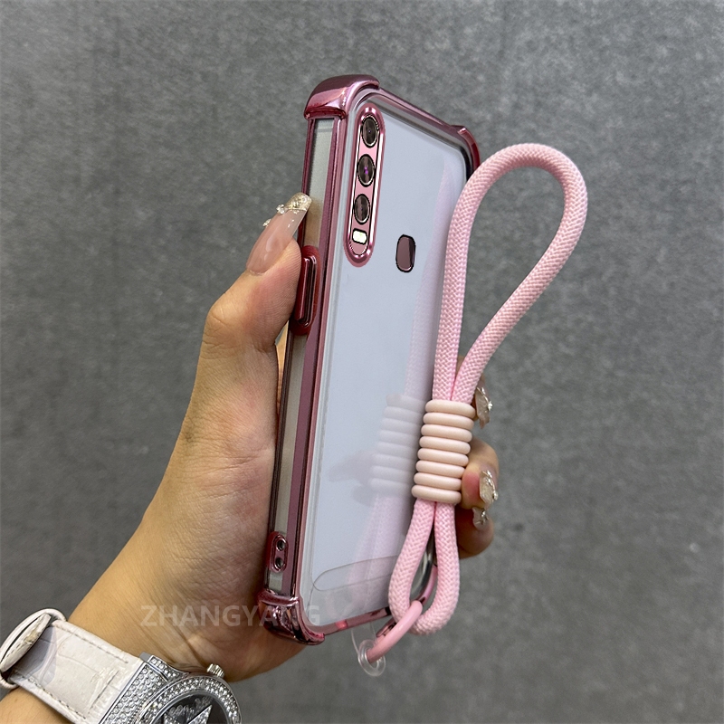 Ốp lưng cho vivo y11 y12 y15 y17 y19 Vỏ điện thoại chống rơi mạ điện tiên tiến mới Chất liệu TPU vỏ mềm miễn phí dây treo tinh tế