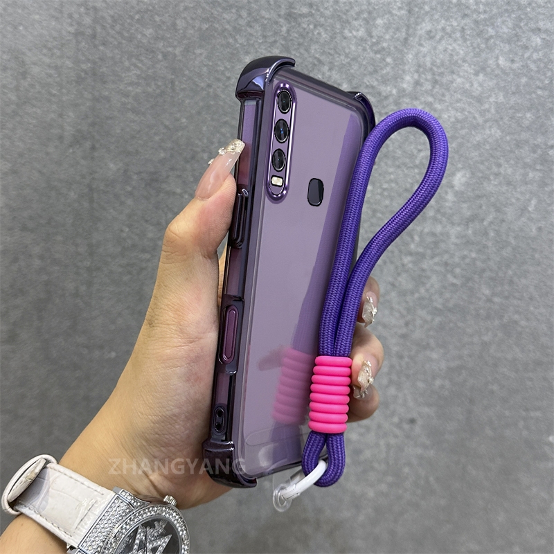 Ốp lưng cho vivo y11 y12 y15 y17 y19 Vỏ điện thoại chống rơi mạ điện tiên tiến mới Chất liệu TPU vỏ mềm miễn phí dây treo tinh tế