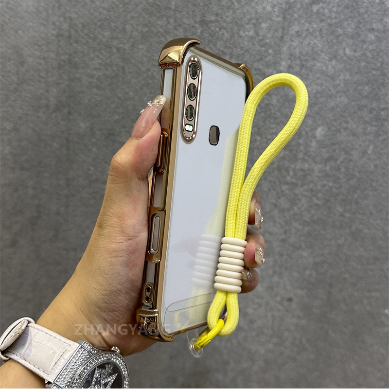 Ốp lưng cho vivo y11 y12 y15 y17 y19 Vỏ điện thoại chống rơi mạ điện tiên tiến mới Chất liệu TPU vỏ mềm miễn phí dây treo tinh tế