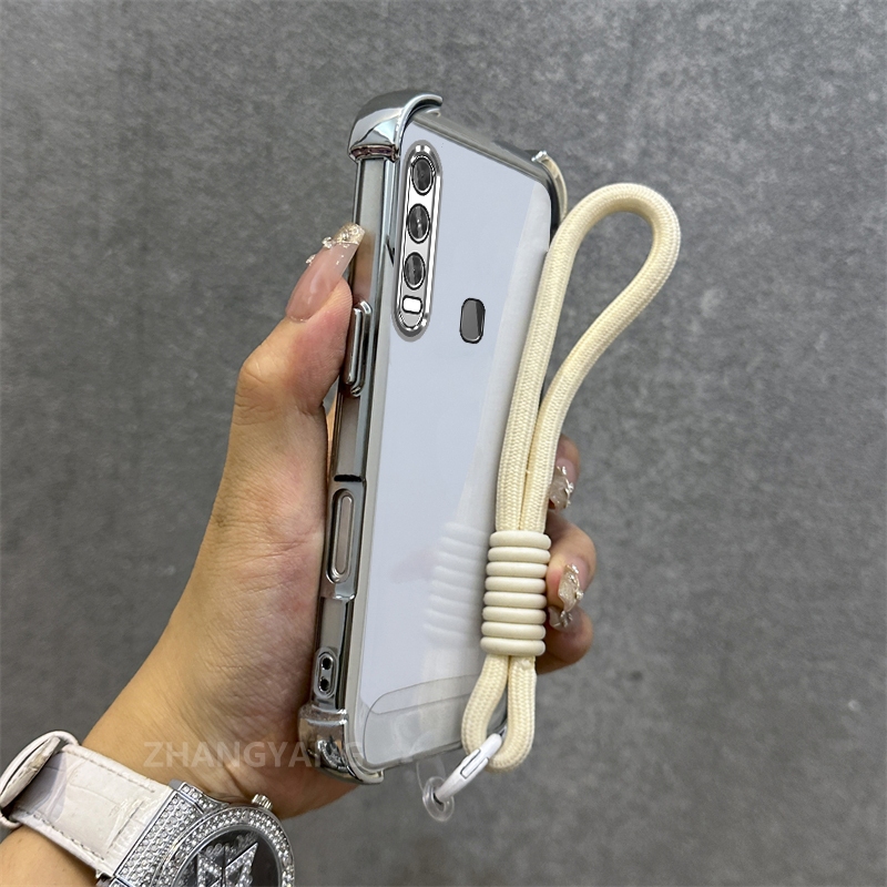 Ốp lưng cho vivo y11 y12 y15 y17 y19 Vỏ điện thoại chống rơi mạ điện tiên tiến mới Chất liệu TPU vỏ mềm miễn phí dây treo tinh tế