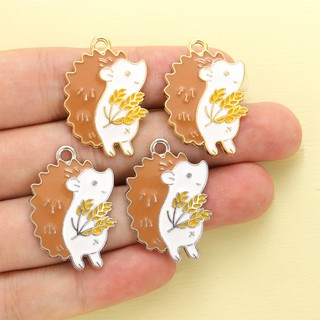 10 Chiếc Tai Lúa Mì Dễ Thương Nhím Nhỏ Giọt Dầu Hợp Kim Quyến Rũ Vòng Cổ Thú Vị Bông Tai Vòng Tay Móc Khóa Túi Treo Đồ Trang Trí Mặt Dây Hoạt Hình DIY - Đồ Trang Trí Lý Tưởng Cho Lễ Tạ Ơn
