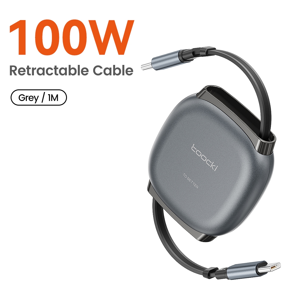 Cáp hẹn hò USB-C có thể thu vào 100W Sạc nhanh PD Type C sang Type C 7 Chiều dài có thể điều chỉnh Dây dữ liệu có thể kéo dài 1m Dây sạc cho điện thoại máy tính bảng PC