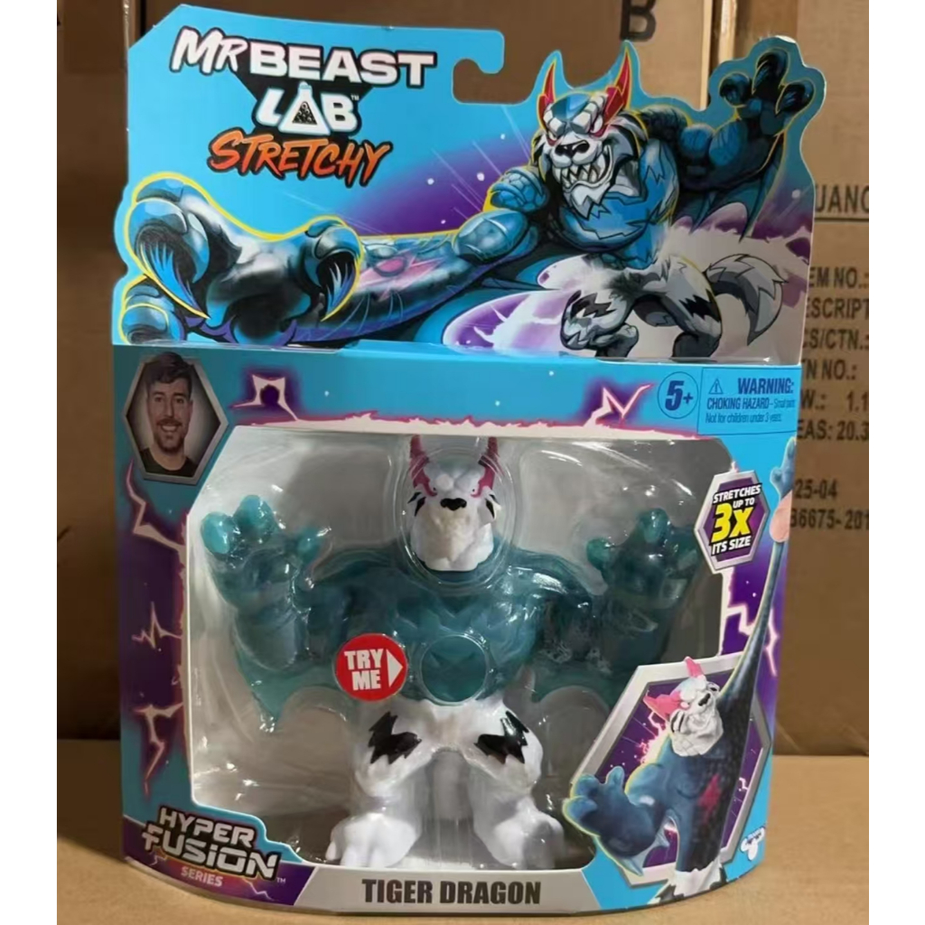 MRBEAST LAB - Hyper Fusion Co Giãn Anh Hùng, Rồng Hổ, 5 Inch (12.7CM) Goo Filled Hình Đứng, Co Giãn Lên Đến 3 Lần Kích Thước Của Anh Tập Hợp Tất Cả 3; Cobra Panther, Tiger Dragon và Sa