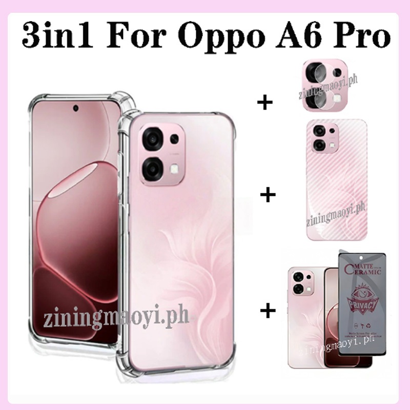 Trọn bộ 4 trong 1 cho [Oppo A6pro, A5pro, A5, A3, A3X] - Ốp lưng trong suốt + Màng màng màng gốm bảo mật + Ống kính máy ảnh + Bảo vệ mặt sau, Bảo hiểm toàn diện tối ưu