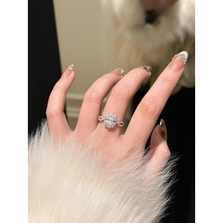 Nhẫn Bạc nữ Giả Moissanite 3 Karat Đá Quý Máu Đỏ Kim Cương Lớn Có Thể Điều Chỉnh Nhẫn Nữ Thiết Kế Sang Trọng Vàng Trắng Nhẫn Cưới Đính Hôn Và Cầu Hôn