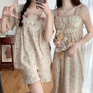Size Lớn Váy Ngủ Nữ Ngọt Ngào Bộ Đồ Ngủ Có Miếng Lót Ngực Phong Cách Công Chúa Mùa Hè Váy Ngủ Hoa Xù Giữa Chiều Dài Bộ Đồ Ngủ Kích Thước Lớn Phụ Nữ Có Thể Mặc Bên Ngoài Homewear Sling Dress