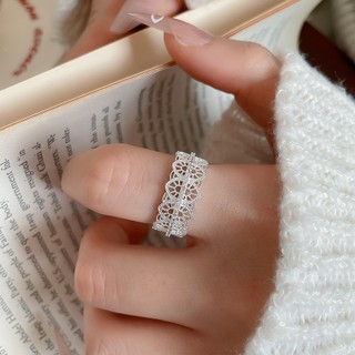 DREJEW Zircon Hoa Nơ Rỗng Nhẫn Thời Trang Thanh Lịch Tính Khí Nhẫn