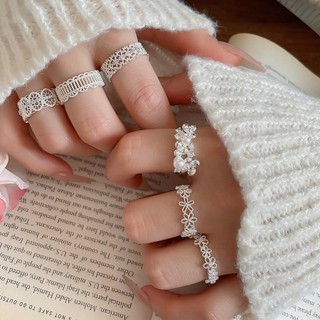 DREJEW Zircon Hoa Nơ Rỗng Nhẫn Thời Trang Thanh Lịch Tính Khí Nhẫn