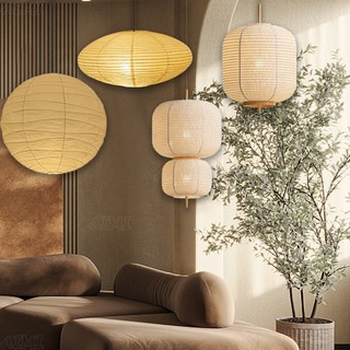 AIMI Đèn Lồng Giấy Đèn Chùm Trung Quốc Nhà Hàng Mặt Dây Chuyền Trang Trí Đèn Wabi Sabi Phong Cách Phòng Khách Phòng Ngủ Đèn Treo