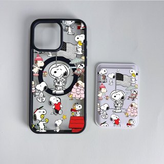 Ốp bảo vệ ví ba màu họa tiết chó Snoopy phi hành gia cho iPhone 11 pro max 12 13 Pro 15 pro max 14 pro max 14 pro 16 pro max 16 plus 17 17 pro 17 pro max cặp đôi