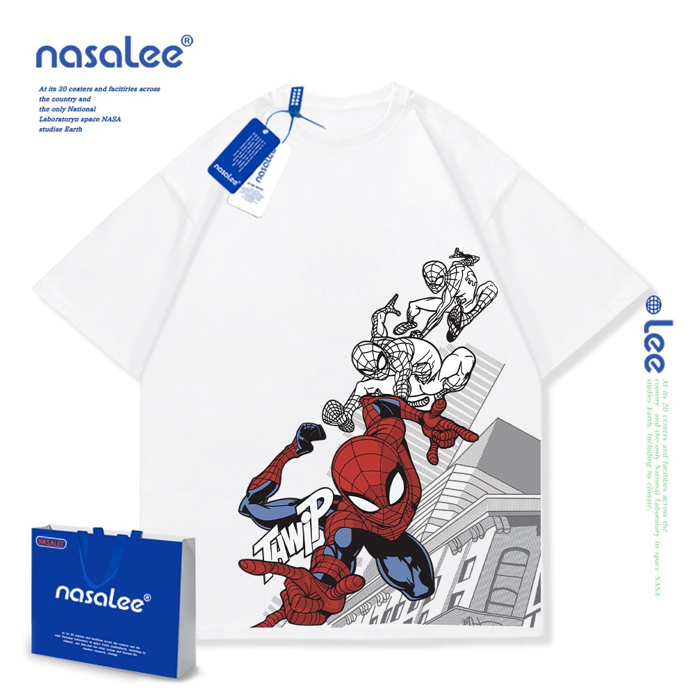 NASA Pure Cotton Tay Ngắn 2025 Phong Cách Mới Trẻ Em Tay Ngắn Mềm Mại Thoải Mái Thời Trang Dễ Thương Họa Tiết Người Nhện