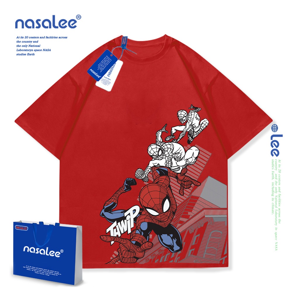 NASA Pure Cotton Tay Ngắn 2025 Phong Cách Mới Trẻ Em Tay Ngắn Mềm Mại Thoải Mái Thời Trang Dễ Thương Họa Tiết Người Nhện