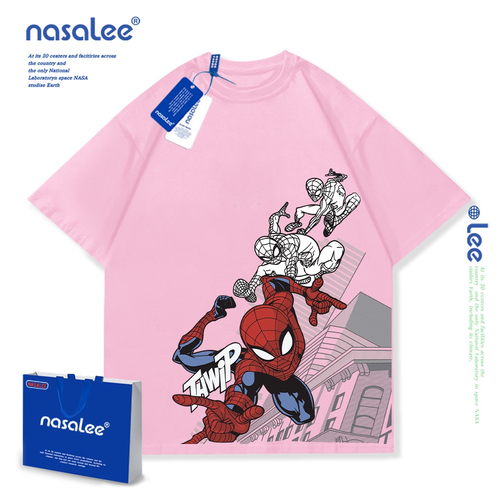 NASA Pure Cotton Tay Ngắn 2025 Phong Cách Mới Trẻ Em Tay Ngắn Mềm Mại Thoải Mái Thời Trang Dễ Thương Họa Tiết Người Nhện