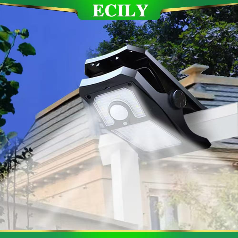Đèn năng lượng mặt trời ECILY, Đèn kẹp loại chia, Đèn chiếu sáng chống nước, Đèn LED, Đèn cảm biến chuyển động năng lượng mặt trời, 120° Phát hiện Đèn phạm vi 8M, Đèn LED ngoài trời chống nước, để bảo vệ ngoài trời