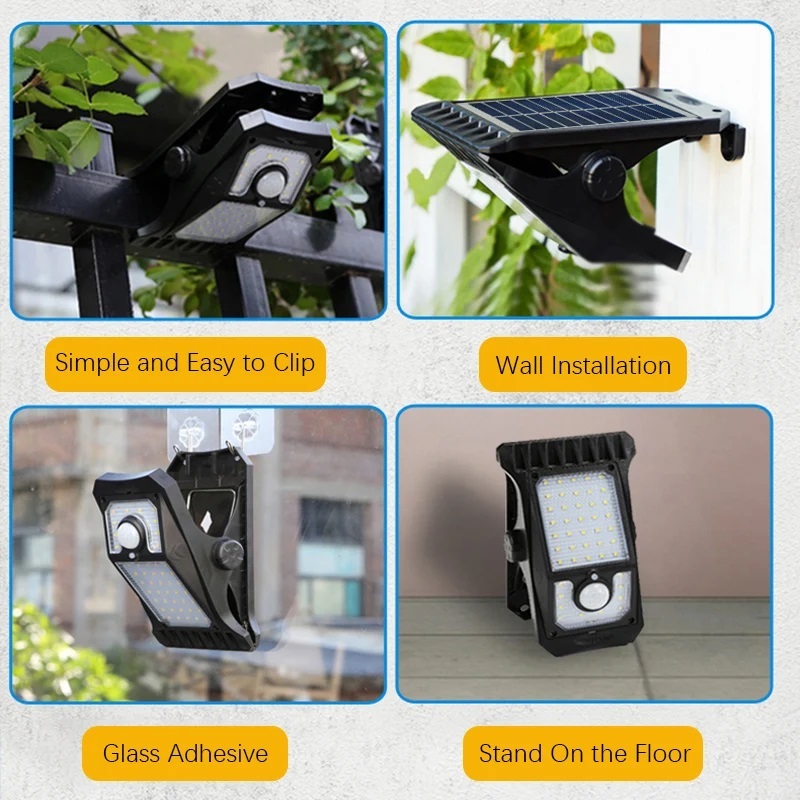 Đèn năng lượng mặt trời ECILY, Đèn kẹp loại chia, Đèn chiếu sáng chống nước, Đèn LED, Đèn cảm biến chuyển động năng lượng mặt trời, 120° Phát hiện Đèn phạm vi 8M, Đèn LED ngoài trời chống nước, để bảo vệ ngoài trời