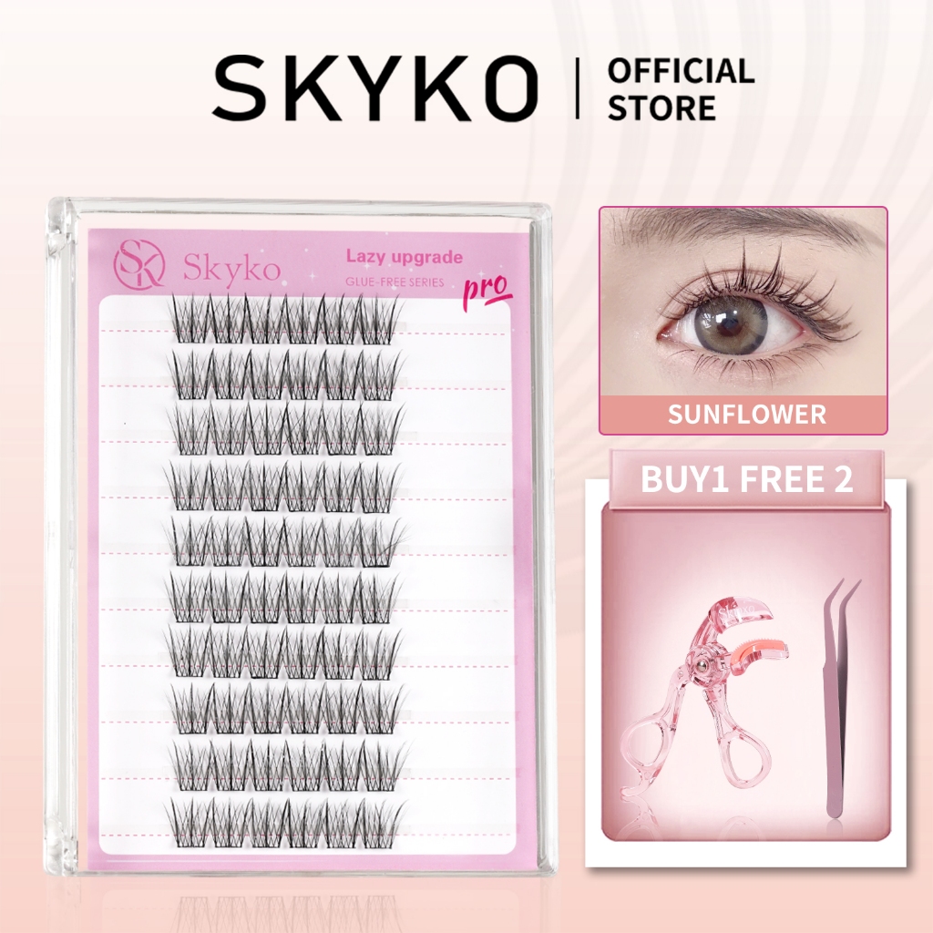 SKYKO Lông Mi Giả Không Keo 120 Chiếc 10 Hàng Lông Mi Tự Nhiên 12H Lâu Dài