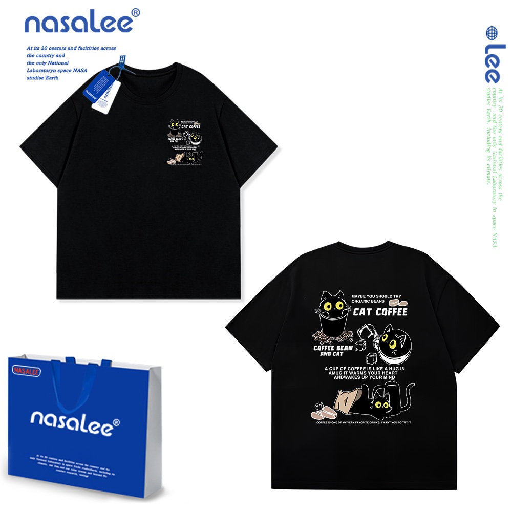 NASA Pure Cotton Tay Ngắn 2025 Phong Cách Mới Trẻ Em Tay Ngắn Mềm Mại Thoải Mái Thời Trang Mèo Con Dễ Thương