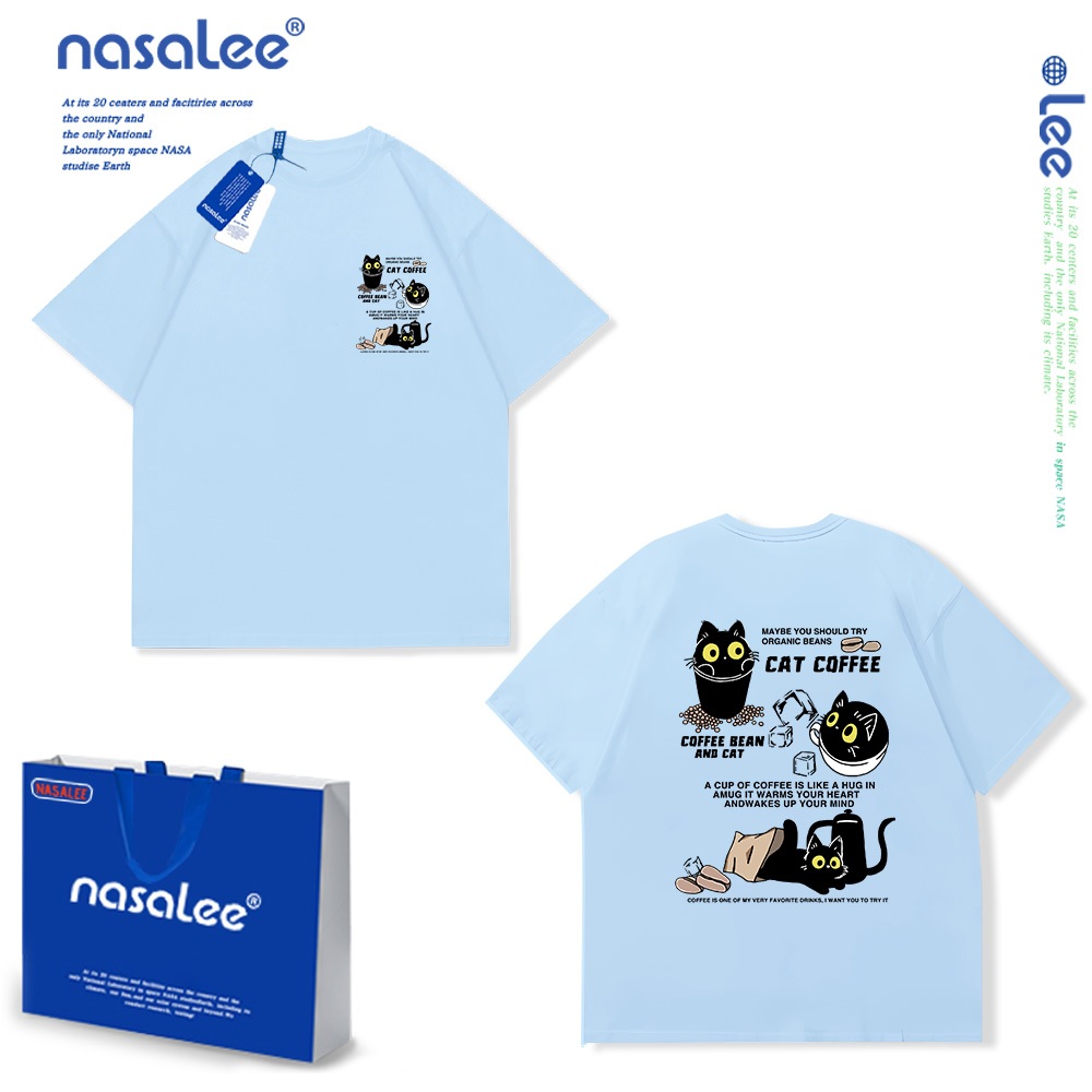 NASA Pure Cotton Tay Ngắn 2025 Phong Cách Mới Trẻ Em Tay Ngắn Mềm Mại Thoải Mái Thời Trang Mèo Con Dễ Thương