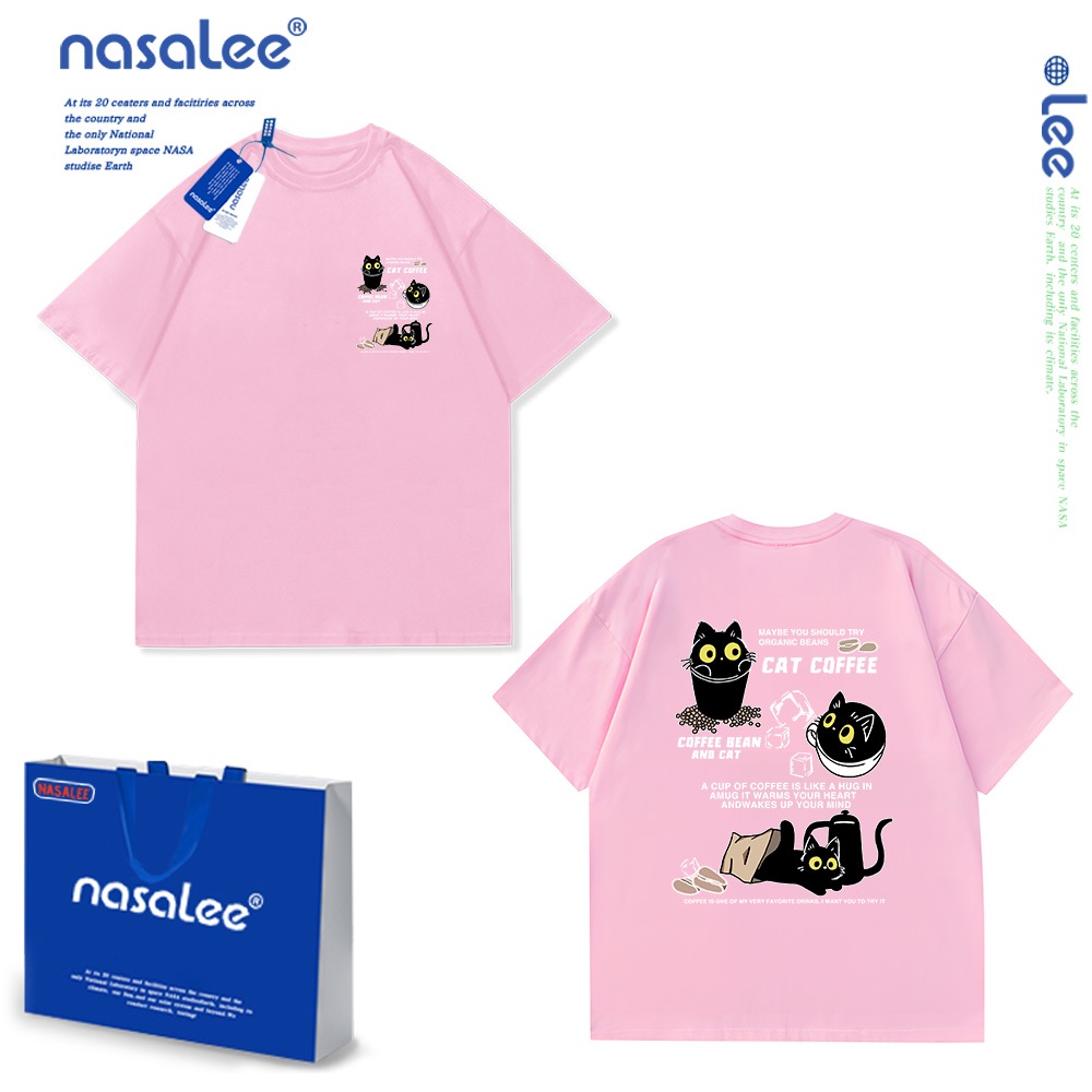 NASA Pure Cotton Tay Ngắn 2025 Phong Cách Mới Trẻ Em Tay Ngắn Mềm Mại Thoải Mái Thời Trang Mèo Con Dễ Thương