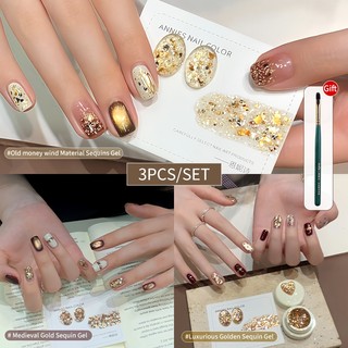 ANNIES Golden Sequin Nail Polish Gel Champagne Diamond 5ml