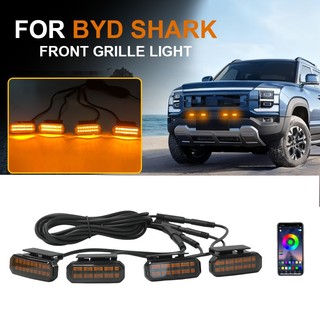 Đèn chạy ban ngày lưới tản nhiệt trước cho BYD Shark 12V, đèn trung tâm ô tô, viền vàng