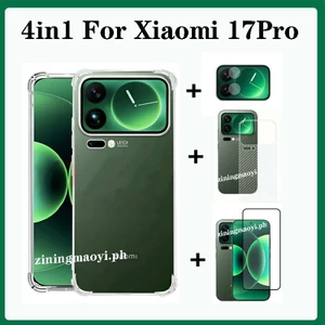 4in1Soft Silicone Trong Suốt Dành Cho XIAOMI 17 Pro Max Túi Khí Chống Sốc Trong Suốt, Vân Tay Mở Khóa Phim Cường Lực Và Ống Kính Và Mặt Sau Cho XIAOMI 17 17 17Pro Max Cản
