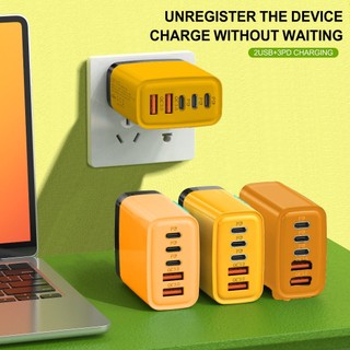 240W QC3.0 PD 5 Cổng GaN Sạc Nhanh US / EU Cắm 2USB + 3TypeC Đầu Sạc Điện Thoại Bộ Chuyển Đổi Có Đèn LED