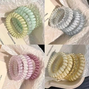 Set 4 Dây Buộc Tóc Lò Xo Co Giãn Tốt Thời Trang Hàn Quốc