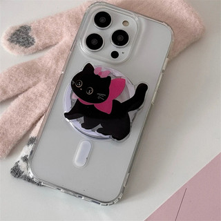 Nơ gợi cảm Họa tiết mèo đen Giá đỡ từ tính Giá đỡ điện thoại Griptok cho iPhone Tương thích với Pad Magsafe Smart Tok