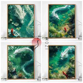 MOZI ✨40 * 50cm / 30 * 40cm Số Rồng Và Cáo Tranh Sơn Dầu Tay Làm Đầy Tranh Số Tranh Tự Làm Tranh Acrylic Vẽ Tay Tô Màu Động Vật Tranh Dầu