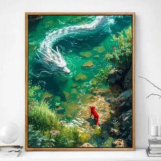 MOZI ✨40 * 50cm / 30 * 40cm Số Rồng Và Cáo Tranh Sơn Dầu Tay Làm Đầy Tranh Số Tranh Tự Làm Tranh Acrylic Vẽ Tay Tô Màu Động Vật Tranh Dầu
