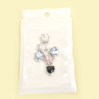 Vòng cổ, vòng tay và bông tai công chúa với đá kim cương giả hình trái tim lấp lánh, hợp kim sáng bóng cho DIY