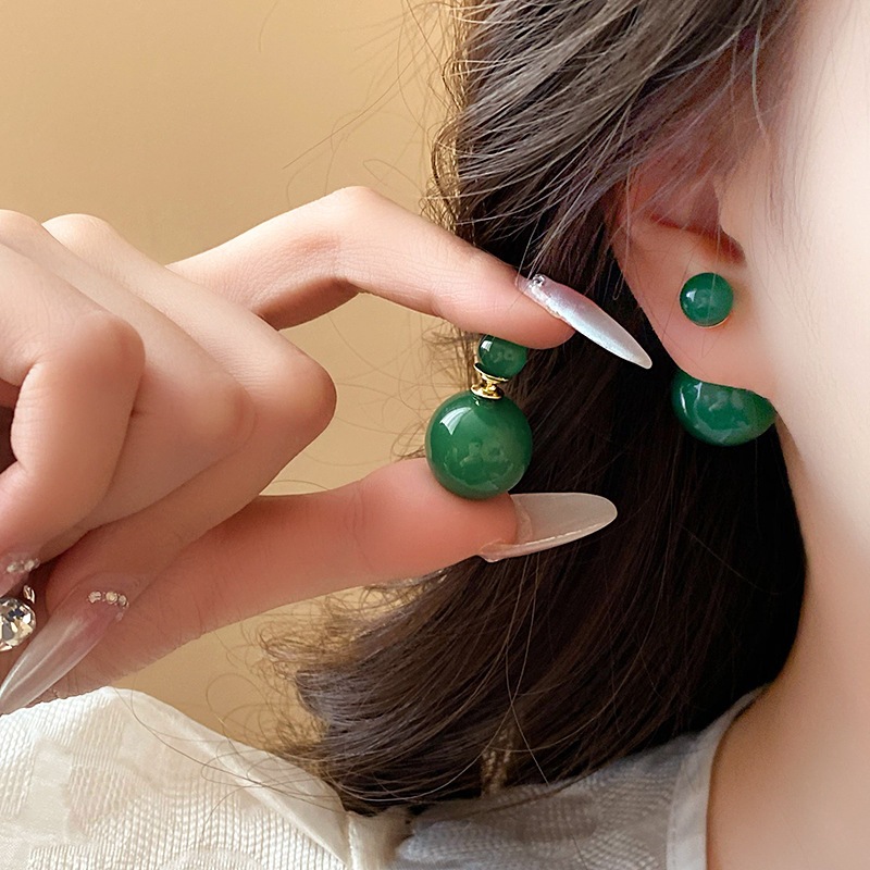 Bông Tai Ngọc Pha Lê Xanh Phong Cách Cung Đình Cổ Điển Sang Trọng Phụ Kiện Nữ Thời Thượng