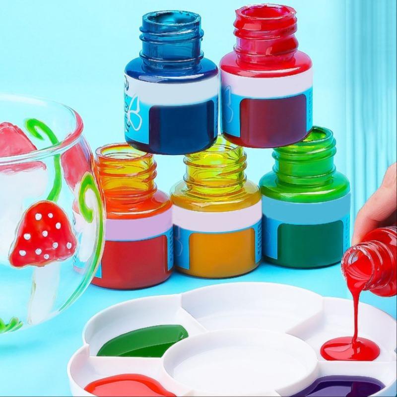 5 Chiếc Bebino Thủy Tinh Sắc Tố Gốm Sứ Chống Thấm Nước Vẽ Tay Bán Trong Suốt Màu Tranh Acrylic Tranh Sơn Men cloisonn é Tranh Màu DIY Thủy Tinh Sắc Tố