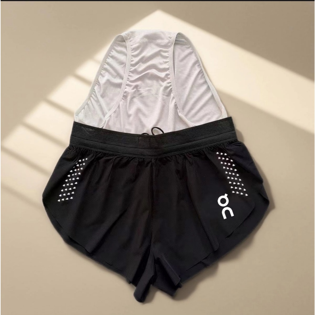 [Bán chạy] Quần short tập luyện lót chống chói chạy bộ Marathon khô nhanh
