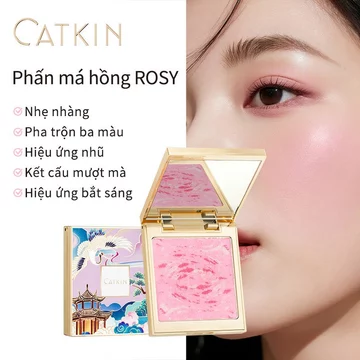 Phấn má hồng CATKIN 10g (Phấn má hồng mặt, Màu sắc tự nhiên, lâu trôi, Phấn má hồng Highlight 2 trong 1)