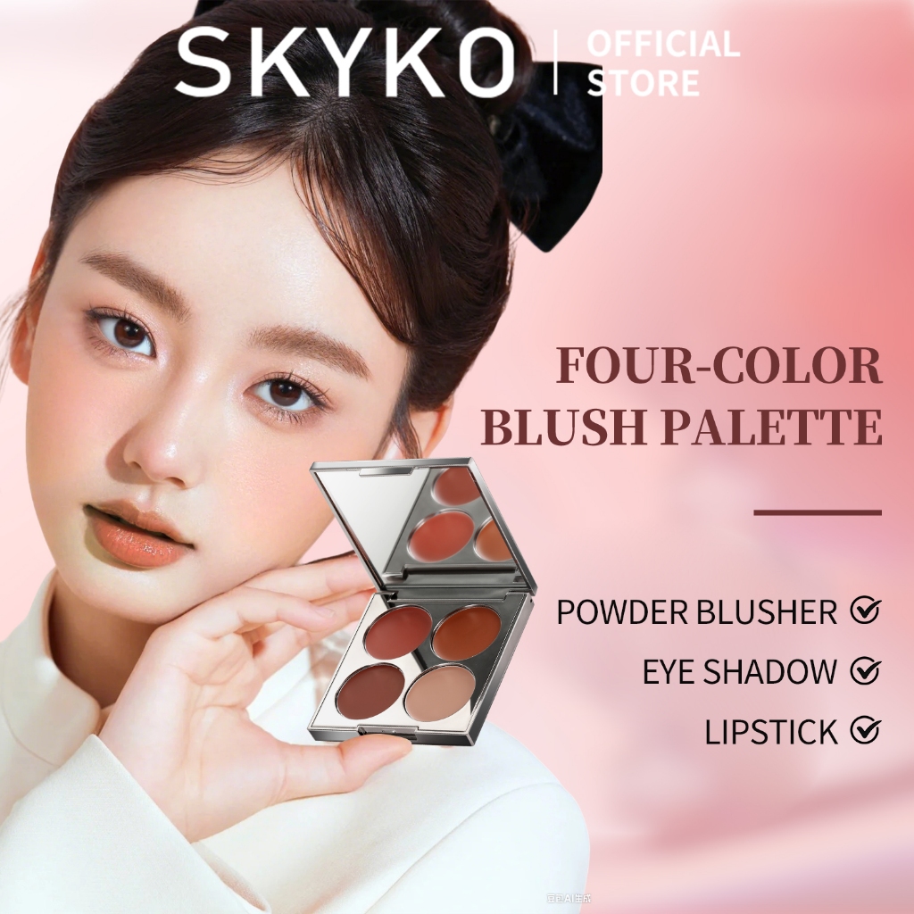 SKYKO Blush Cream 4 TRONG 1 Palette Hydrating Muti-use Lipstick & Blusher Trang điểm cho bé