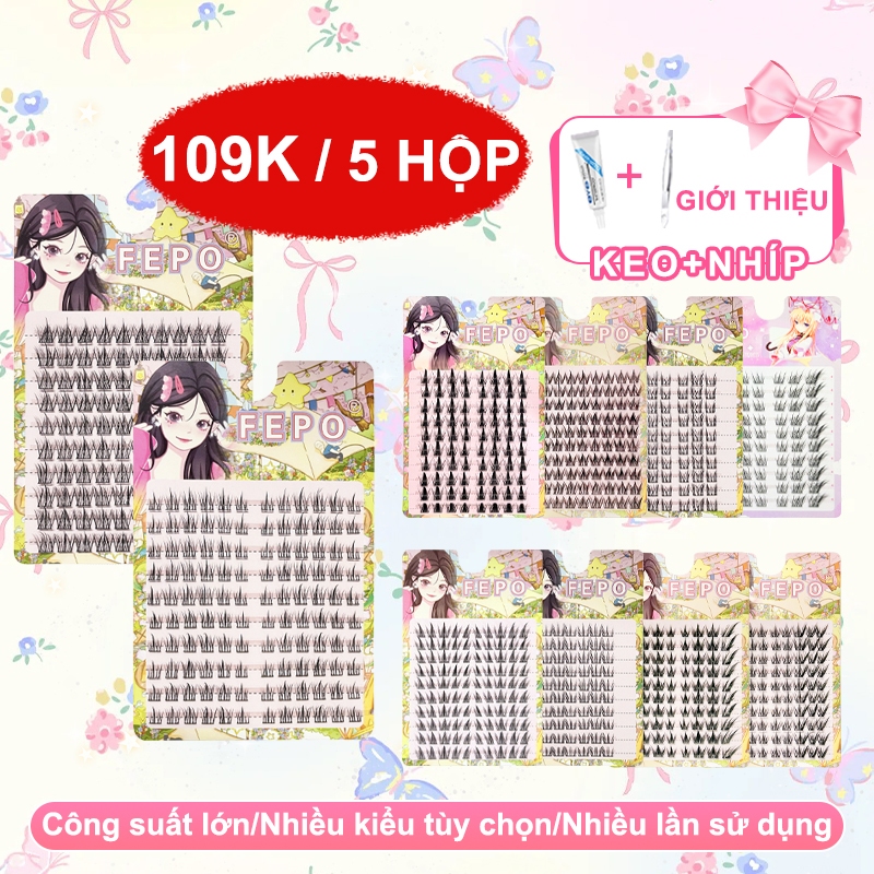 【 128k / 5 hộp 】 FEPO 10 hàng lông mi giả có thể tái sử dụng thoải mái và không trọng lượng 10-13mm