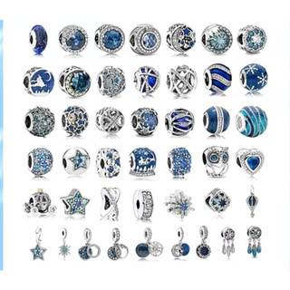 Mặt dây chuyền 925 Mặt Trăng hình carriage mắt mèo xanh - Phụ kiện DIY Hạt bông tuyết