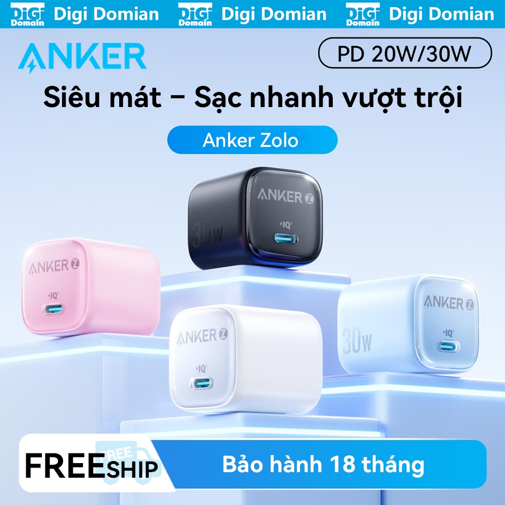 【Bảo hành 18 tháng】  Anker Zolo Củ sạc nhanh PD 30W/20W  GaN PD IQ 3.0 Chân gập gấp gọn tiện lợi Sạc Nhanh Không Nóng 1 cổng Type-C cho iphone A2698/A2699