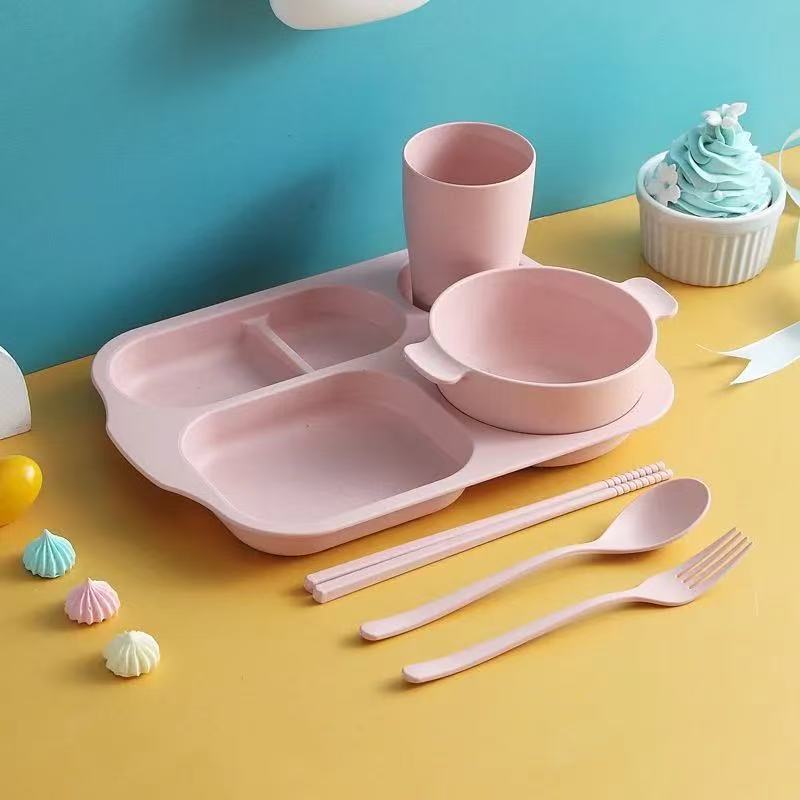 (Bộ 6) Bộ Dao Kéo Rơm Lúa Mì Nhật Bản Bộ Đĩa Ăn Tối Trẻ Em Đĩa Chia Đĩa Thức Ăn Nhanh 211 Đĩa Ăn Giảm Mỡ Đĩa Ăn Giảm Mỡ Dao Kéo Chia Đĩa