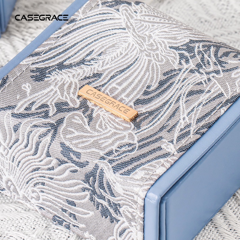 CASEGRACE Du Lịch Hộp Trang Sức Organzier Với Ngọc Trai-Strap Hộp Trang Sức Cho Bông Tai Vòng Cổ Nhẫn Hộp Quà Tặng