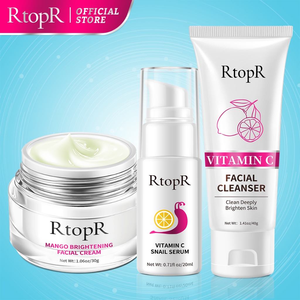 Bộ dưỡng da Rtopr gồm sữa rửa mặt kiểm soát bã nhờn 40g + serum VC làm trắng 20ml + kem dưỡng ẩm xoài chống nếp nhăn 30g