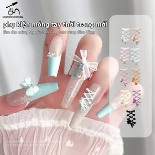 [savemoneyeveryday] 30 Dây Giày Ba Lê Móng Tay Pháp 3D Quyến Rũ Dây Đeo Thắt Chéo Phụ Kiện Trang Trí Móng Tay Đồ Trang Trí Móng Tay [vn]