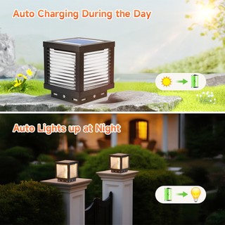 Đèn trụ năng lượng mặt trời ngoài trời chống nước 4 màu với cổng điều khiển từ xa Đèn bài công suất kép cho đèn sân vườn Deco